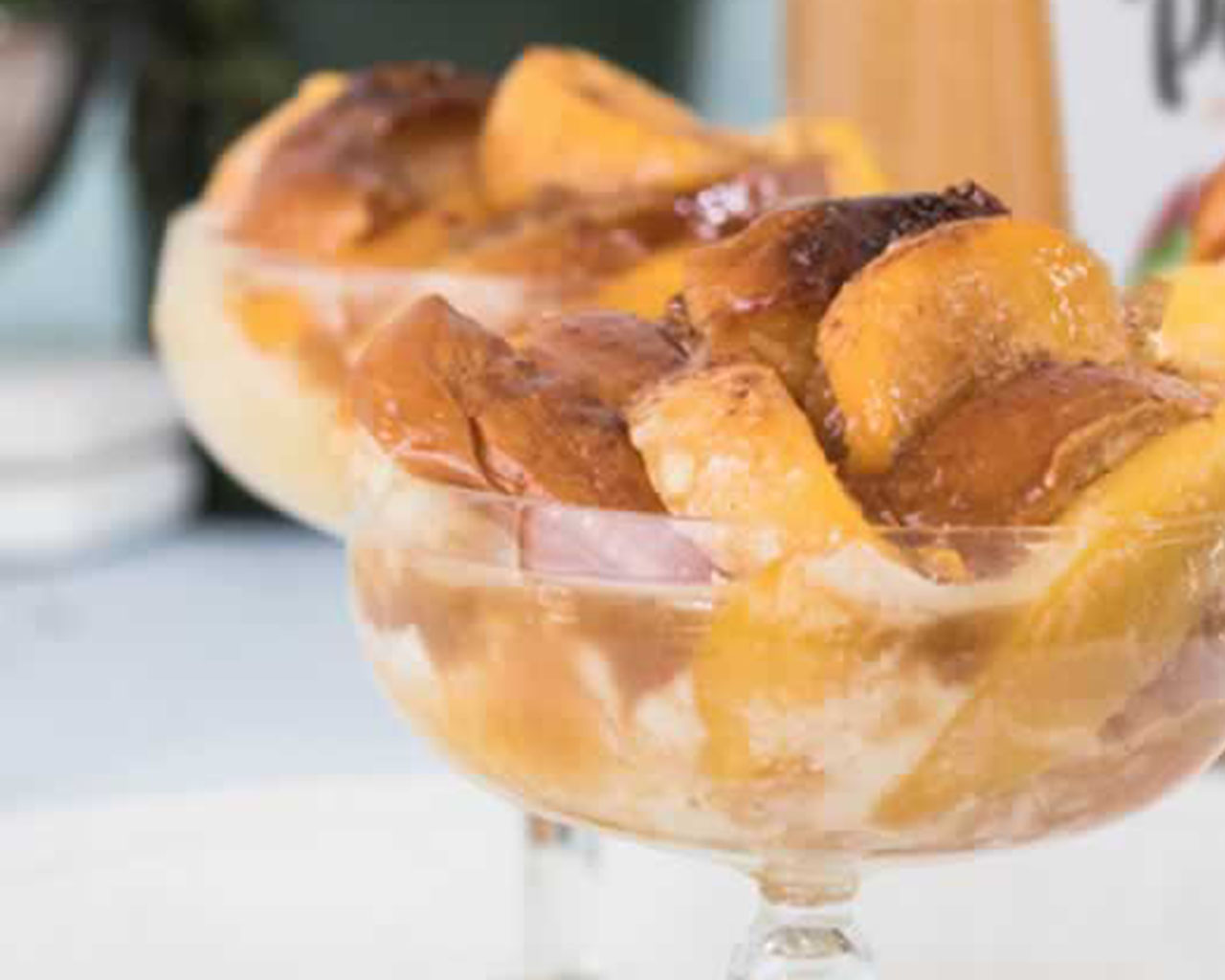 Peachy Bread Pudding with Rum Sauce Recipe