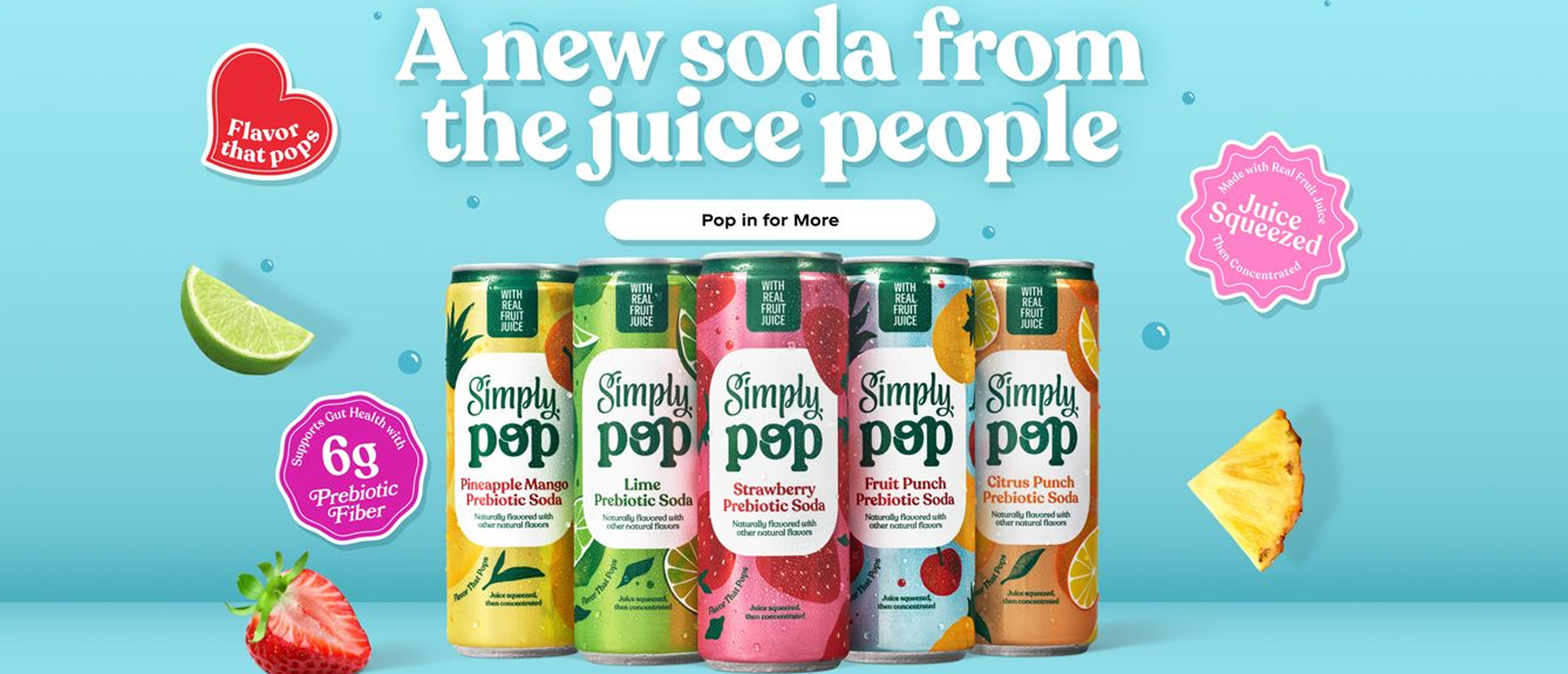 a lineup of simply pop cans