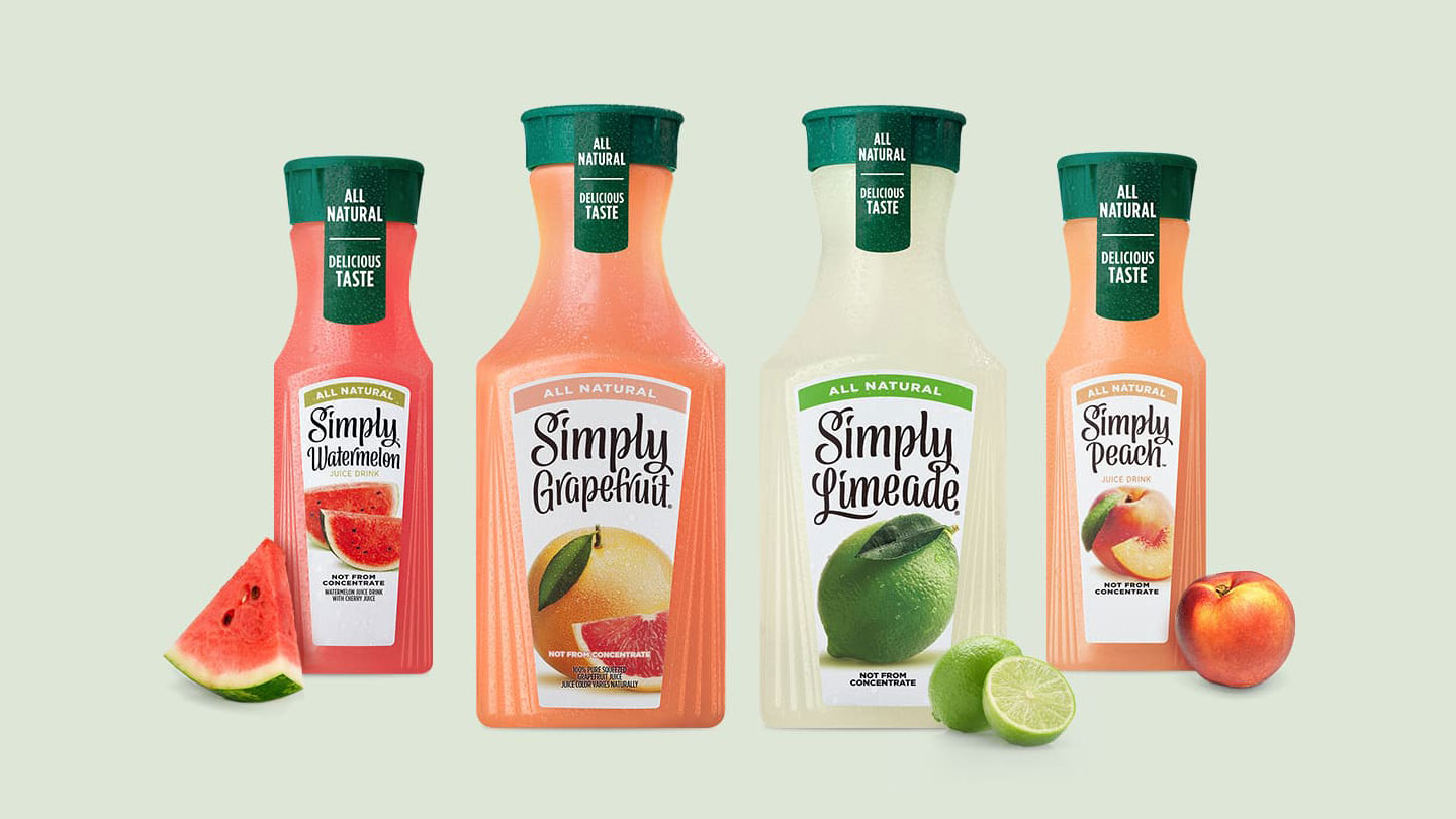 4 flavors of Simply juice