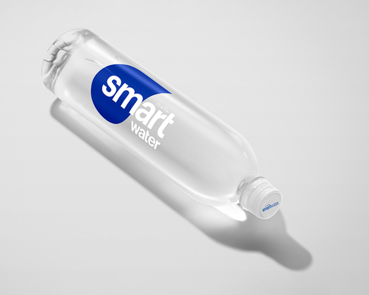 A single bottle of smart water on a white background