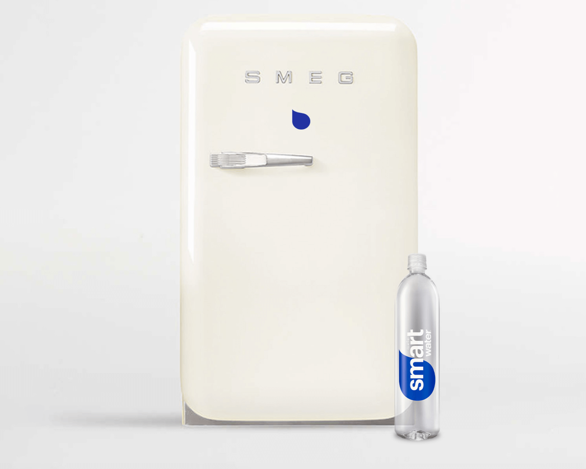 Smeg Refrigerator with bottle of smartwater