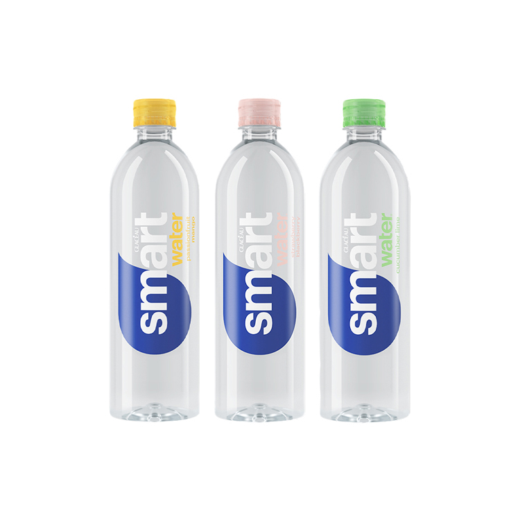 Three varieties of Smartwater Flavors bottles