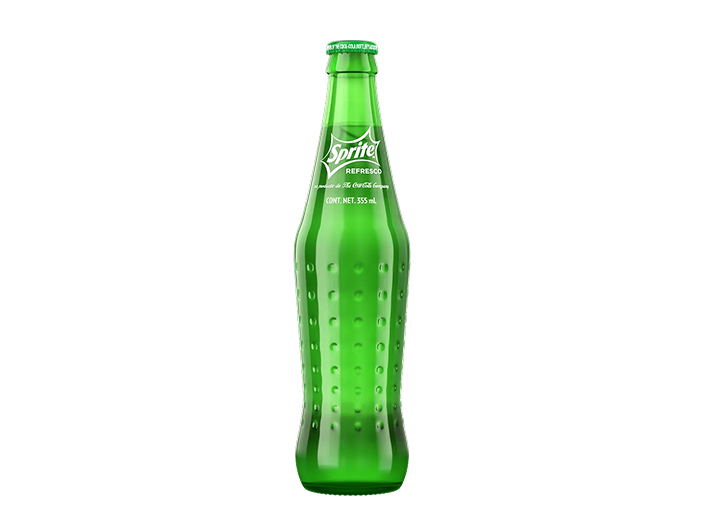 A green glass bottle of Sprite Mexico.