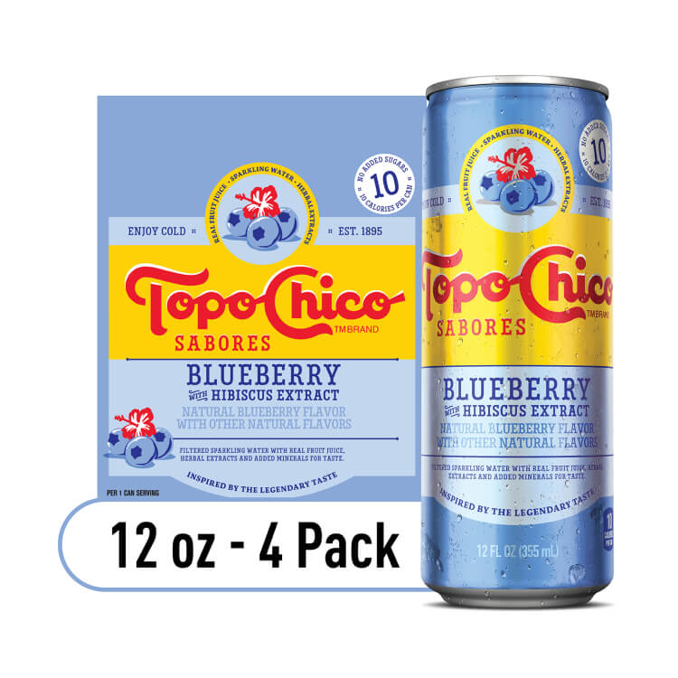  Topo Chico Sabores Blueberry with Hibiscus Extract- 12 oz 4 pack