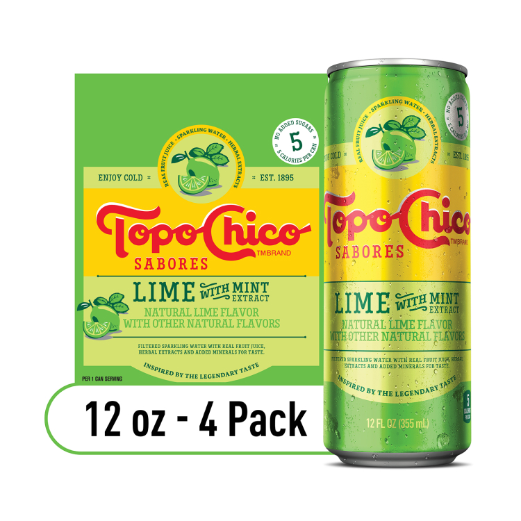 Topo Chico Sabores Lime with Mint Extract- 12 oz 4 pack