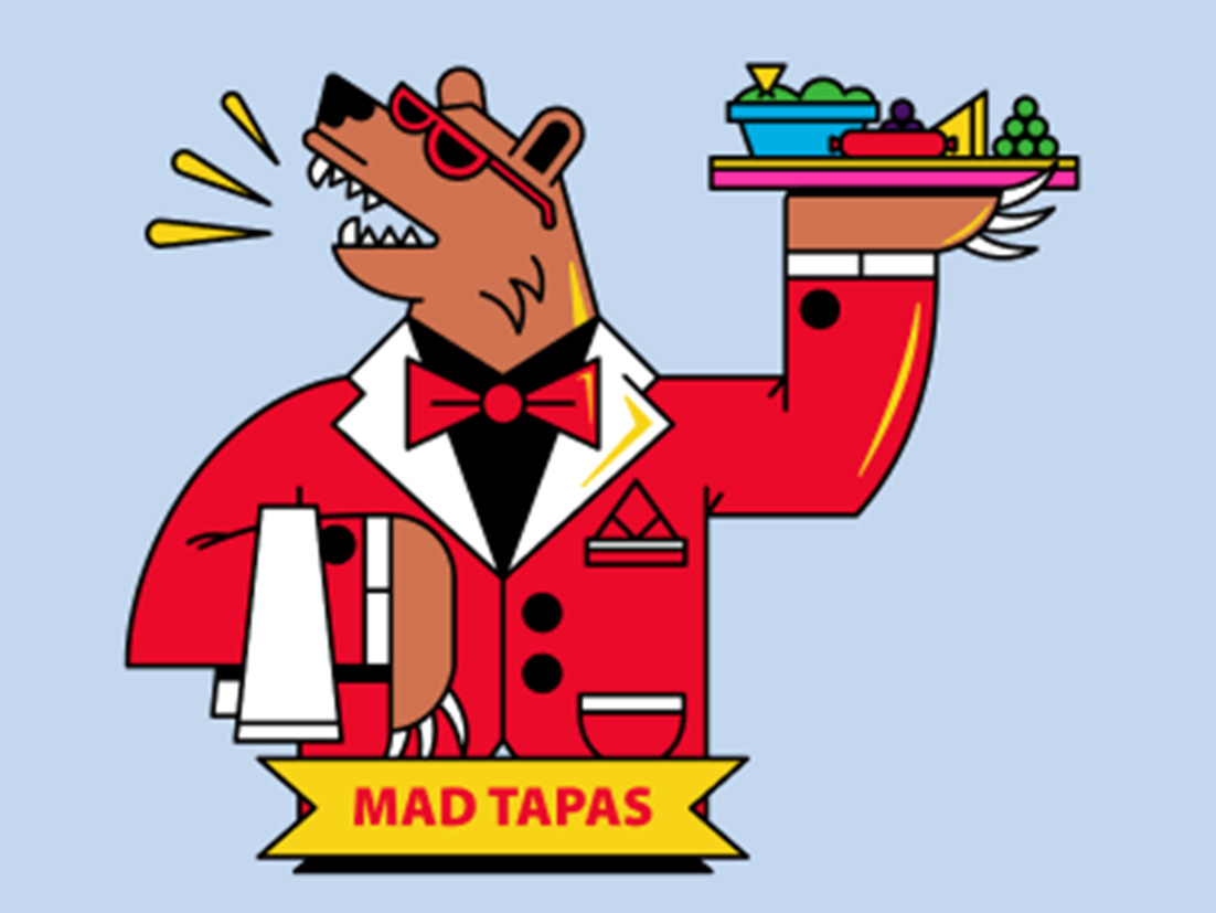A waiter bear illustration