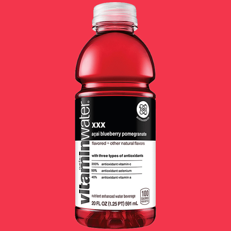 A bottle of Blueberry Açai Flavored Vitaminwater