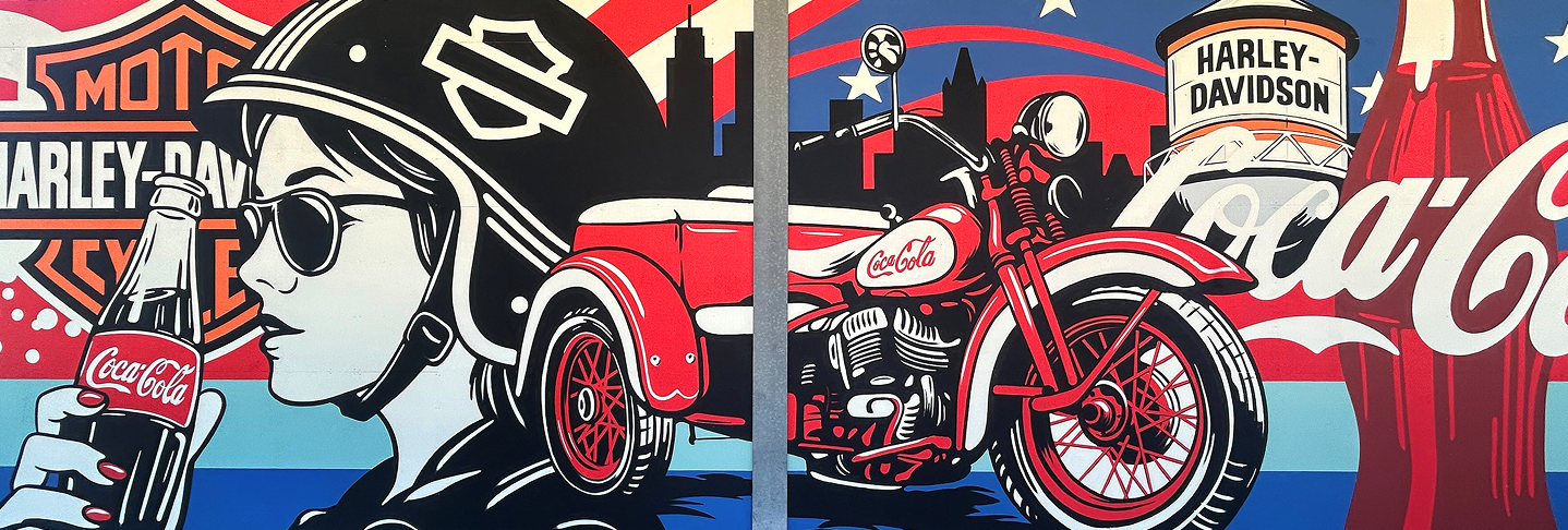 American freedom on two wheels, Mural de Greg Gossel | Coca-Cola