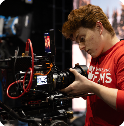 Cinematographer operating RED camera for Coca-Cola and Cinemark Refreshing Films