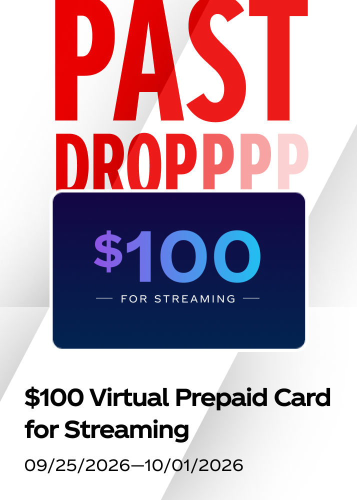 Past weekly prize drop for a 100 dollar virtual streaming card in the Fall Football sweepstakes.