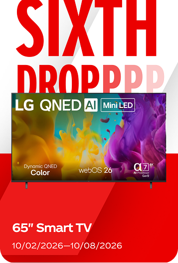 Sixth fall football promo drop featuring a large 65-inch LG smart TV with a colorful screen display.