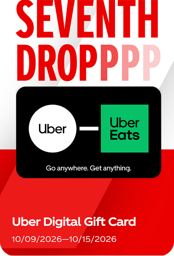 Seventh Coca-Cola fall football drop highlighting an Uber digital gift card for rides or delivery.