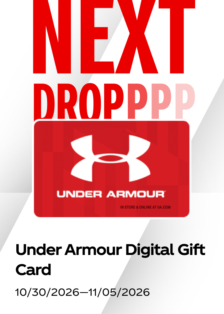 Live weekly prize drop highlighting an Under Armour digital gift card for the Fall Football promo.