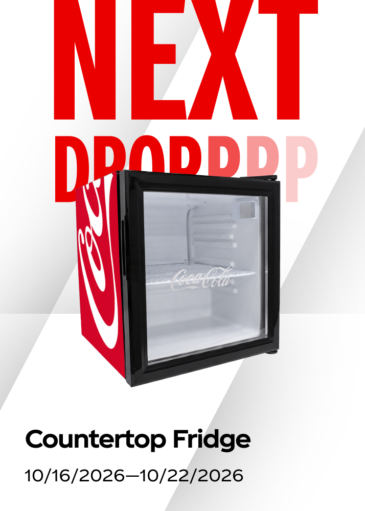 Live weekly prize drop showcasing a Coca-Cola countertop fridge for the Fall Football promo.