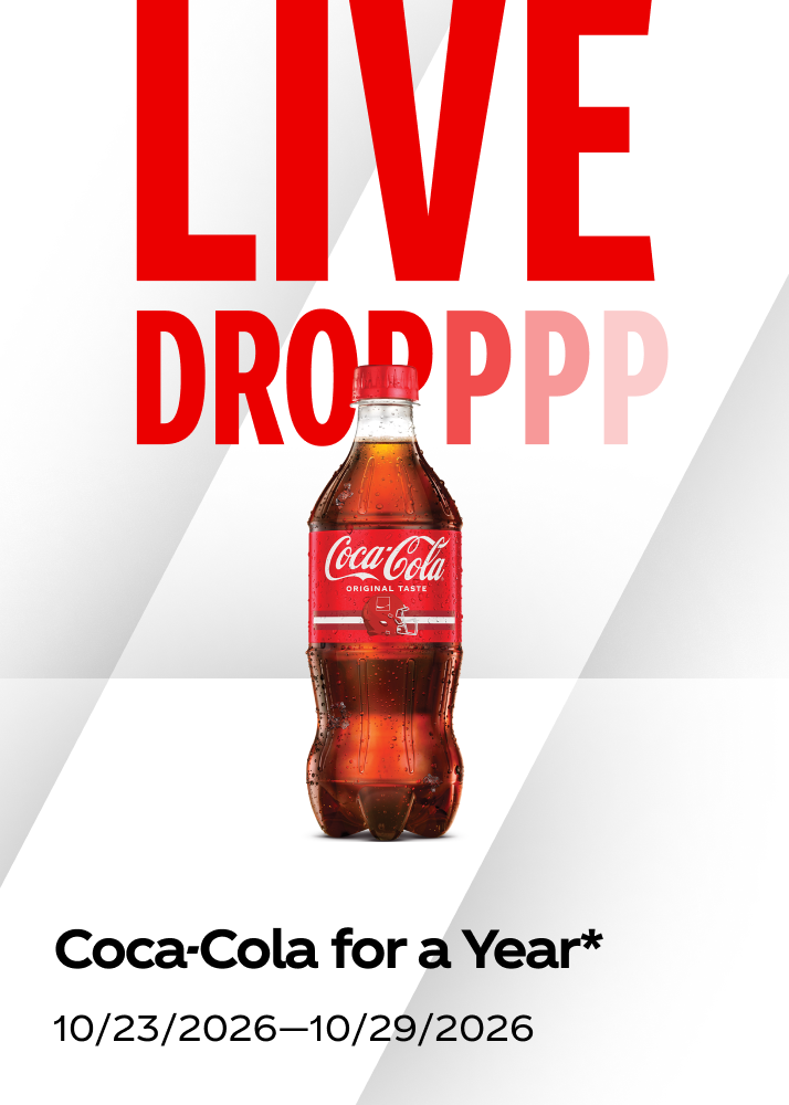 Live weekly prize drop featuring free Coca-Cola for a year for the Fall Football campaign.