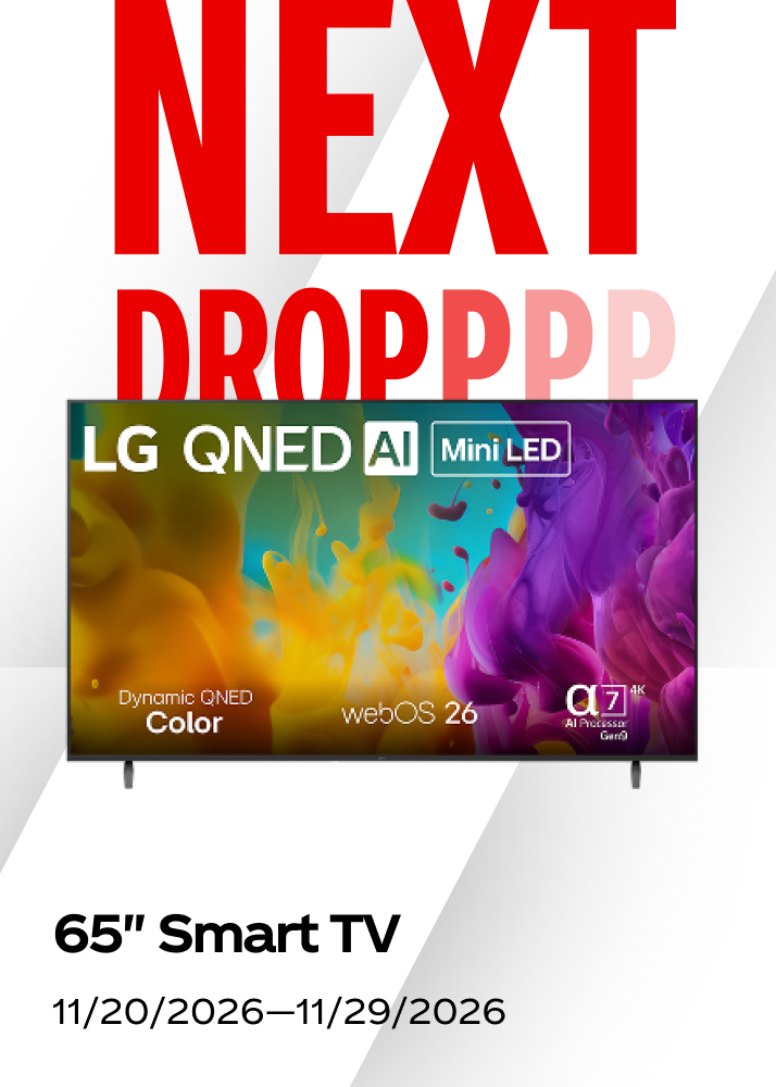 Upcoming prize drop for a 65-inch LG Smart TV in the Coca-Cola hockey promo, valid November 20 to 29.