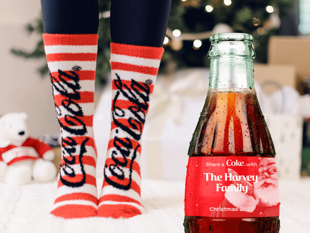 Holiday-themed apparel and personalized bottles for the occasion. 