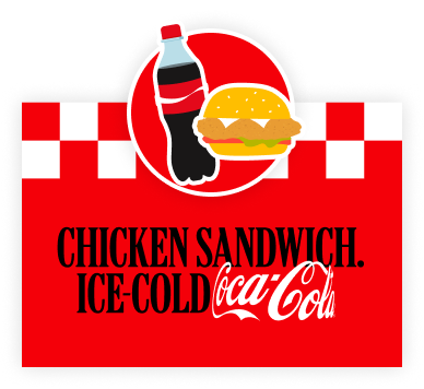 Chicken sandwich and ice-cold Coca-Cola