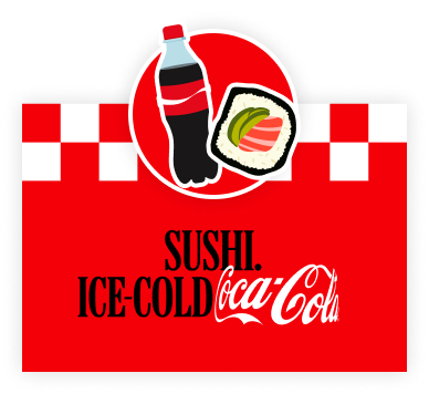 Sushi and ice-cold Coca-Cola