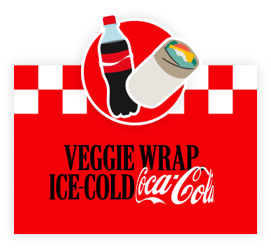 Veggie wrap and ice-cold Coca-Cola