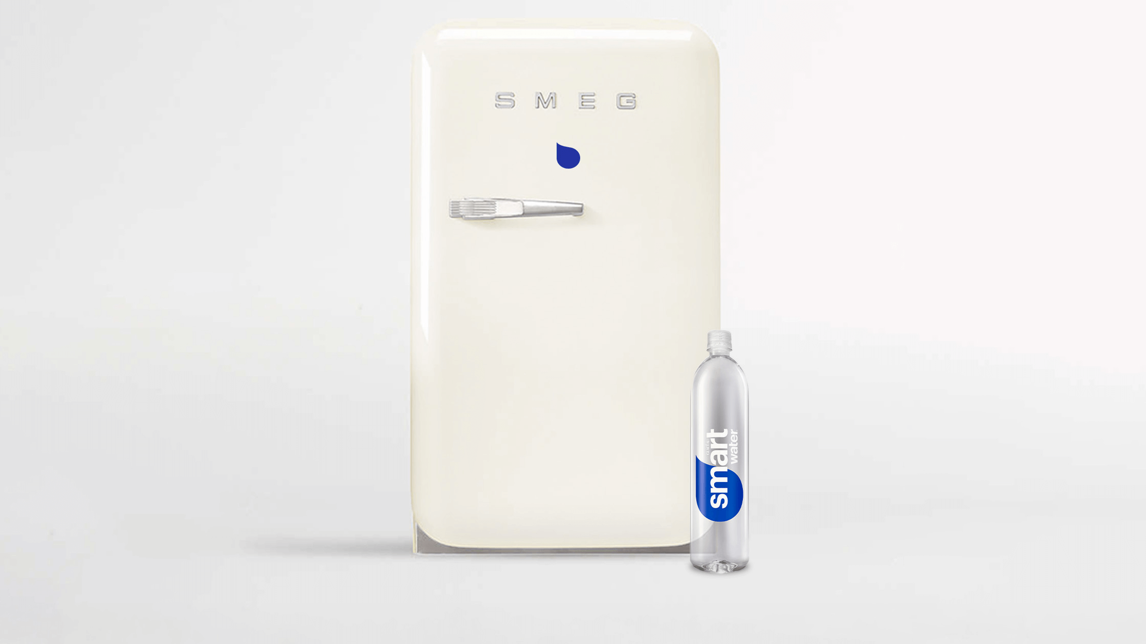 Smeg Refrigerator with bottle of smartwater
