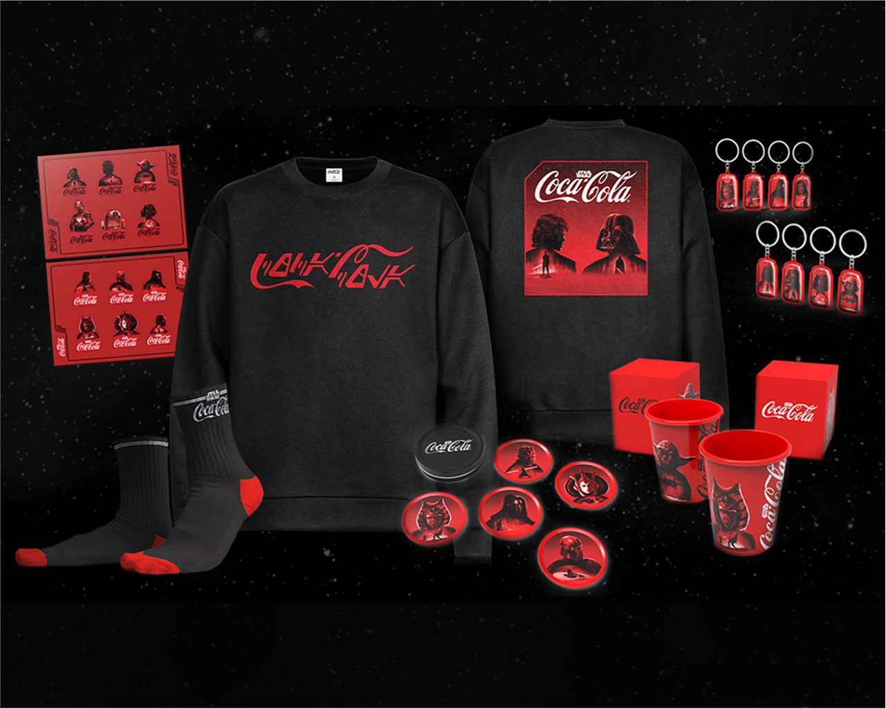 Take your fandom to the next level with this exclusive Coca-Cola Star Wars™ gear pack.