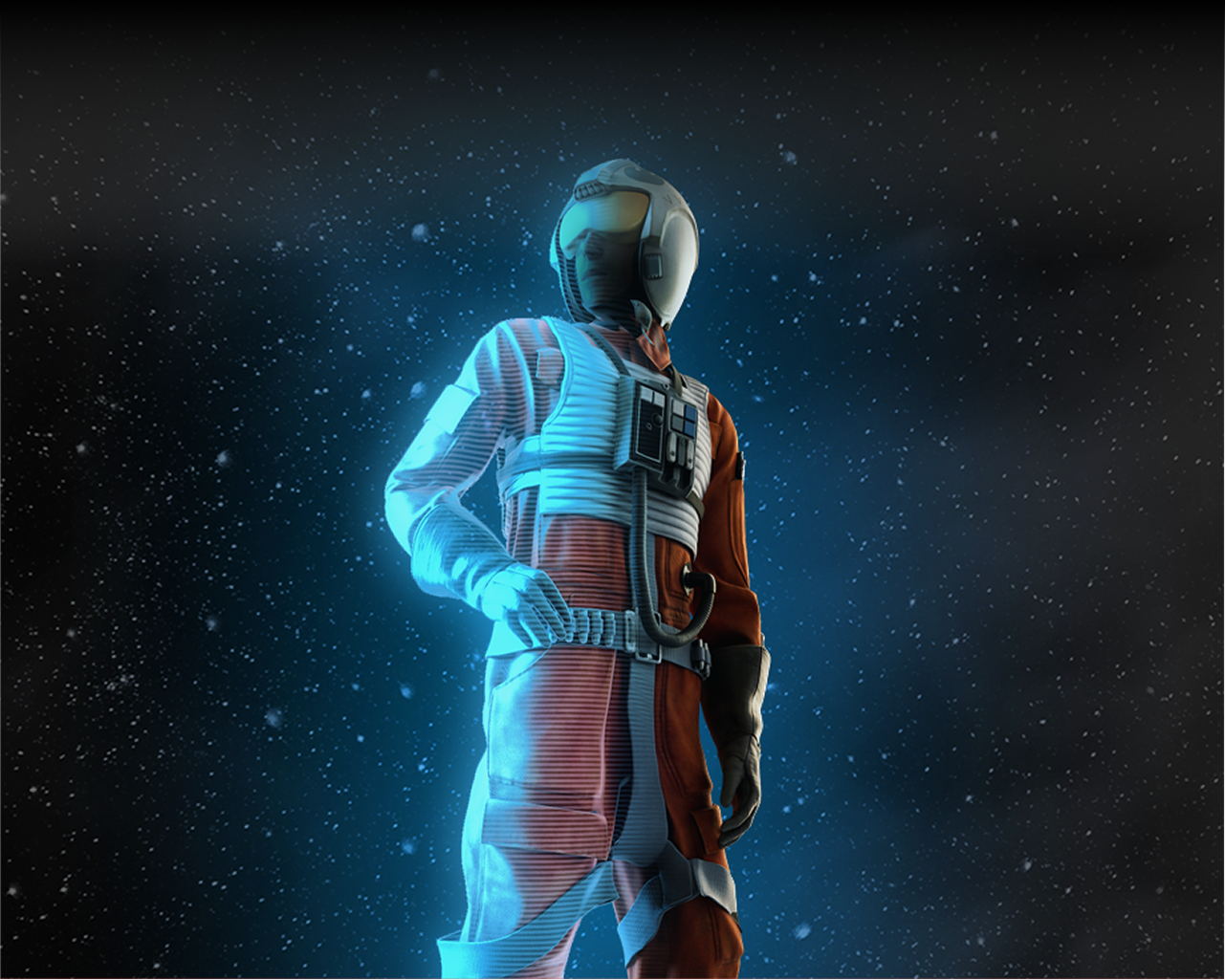 Star Wars Pilot character against a starry black background