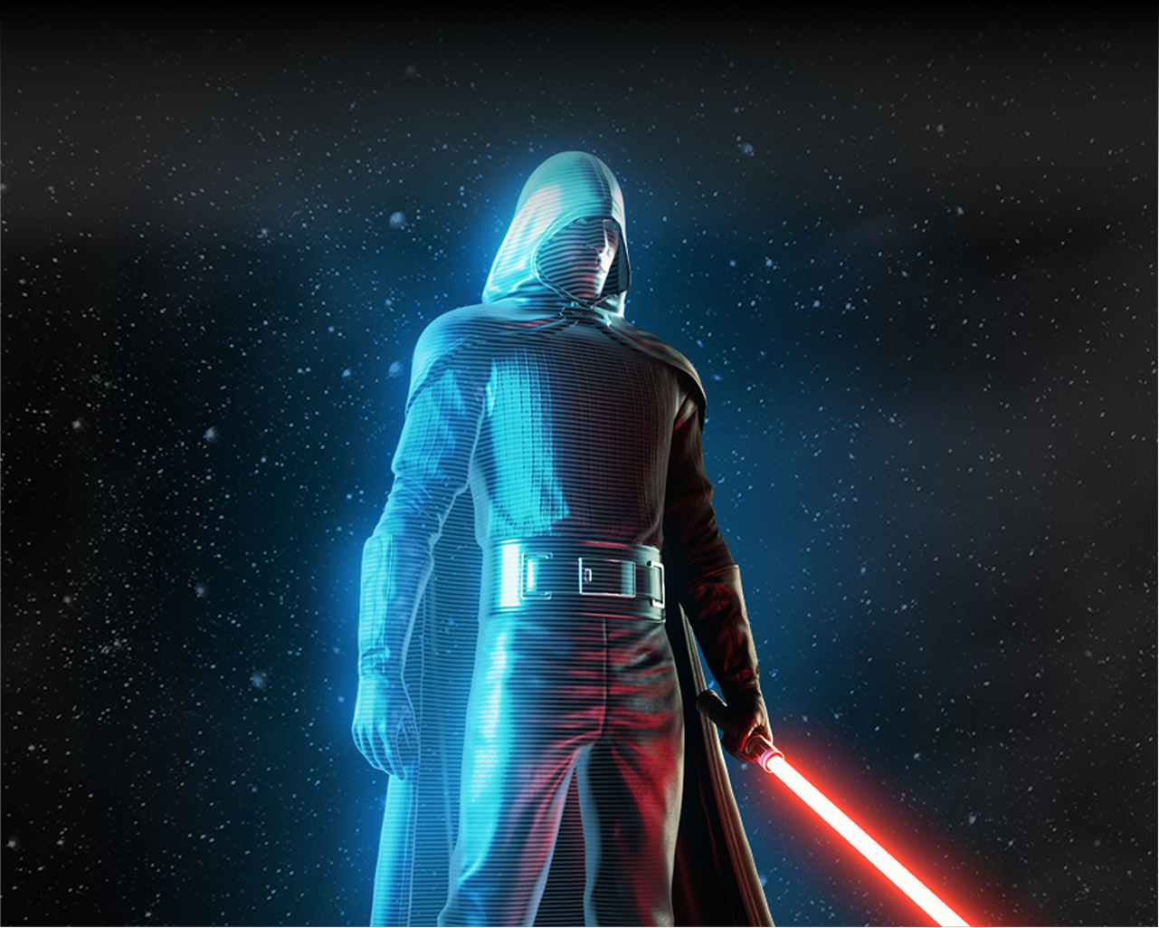 Star Wars Sith character against a starry black background