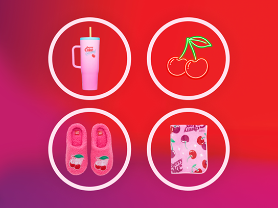 Four options for prizes: water cup, cherries, slippers, blanket