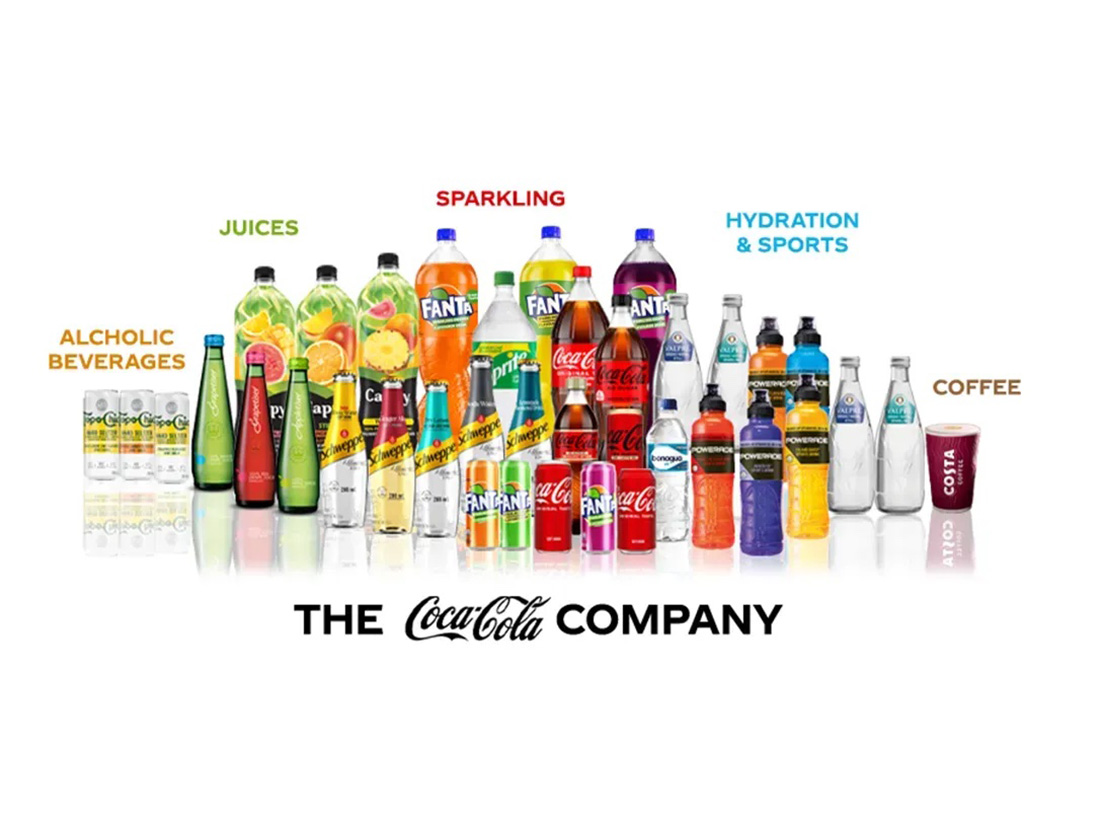 Diversas garragas de variedades de produtos da Coca-Cola