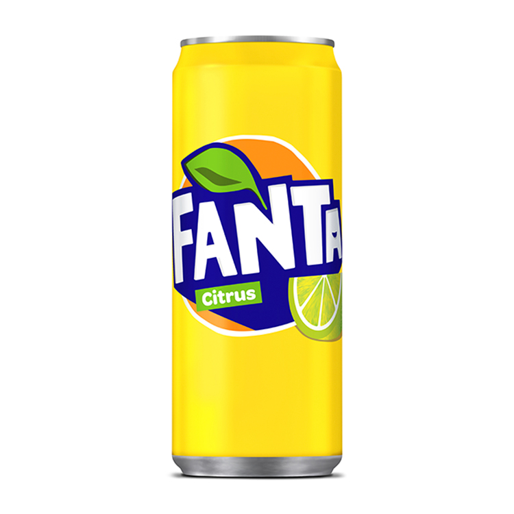 Fanta Citrus can on white background