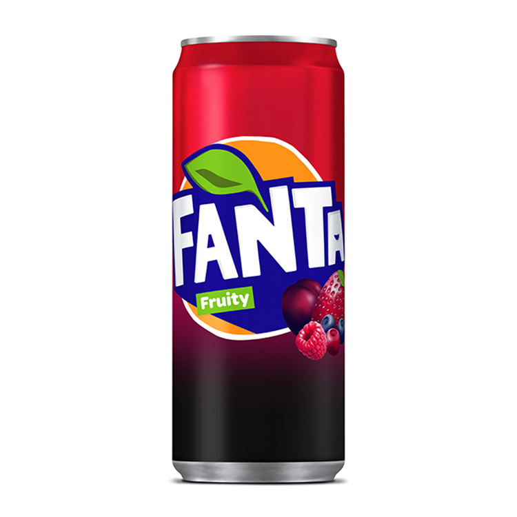 Fanta Fruity can on white background