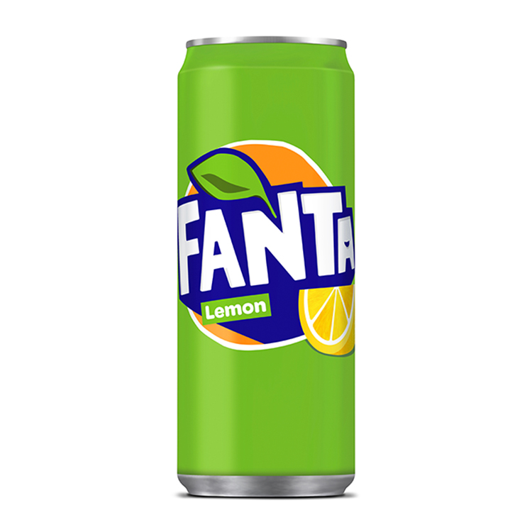 Fanta Lemon can on white background
