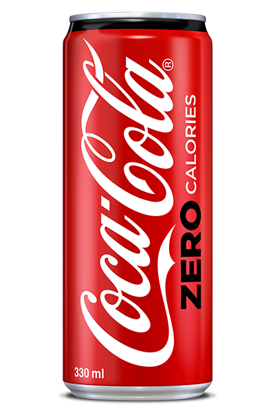 Coca-Cola Zero Calories can on white background