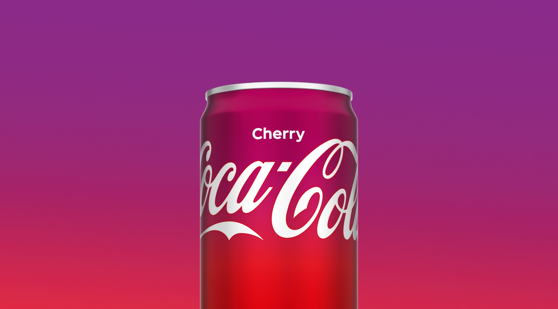 coca-cola cherry baner sa crvenom pozadinom, limenkom i logom