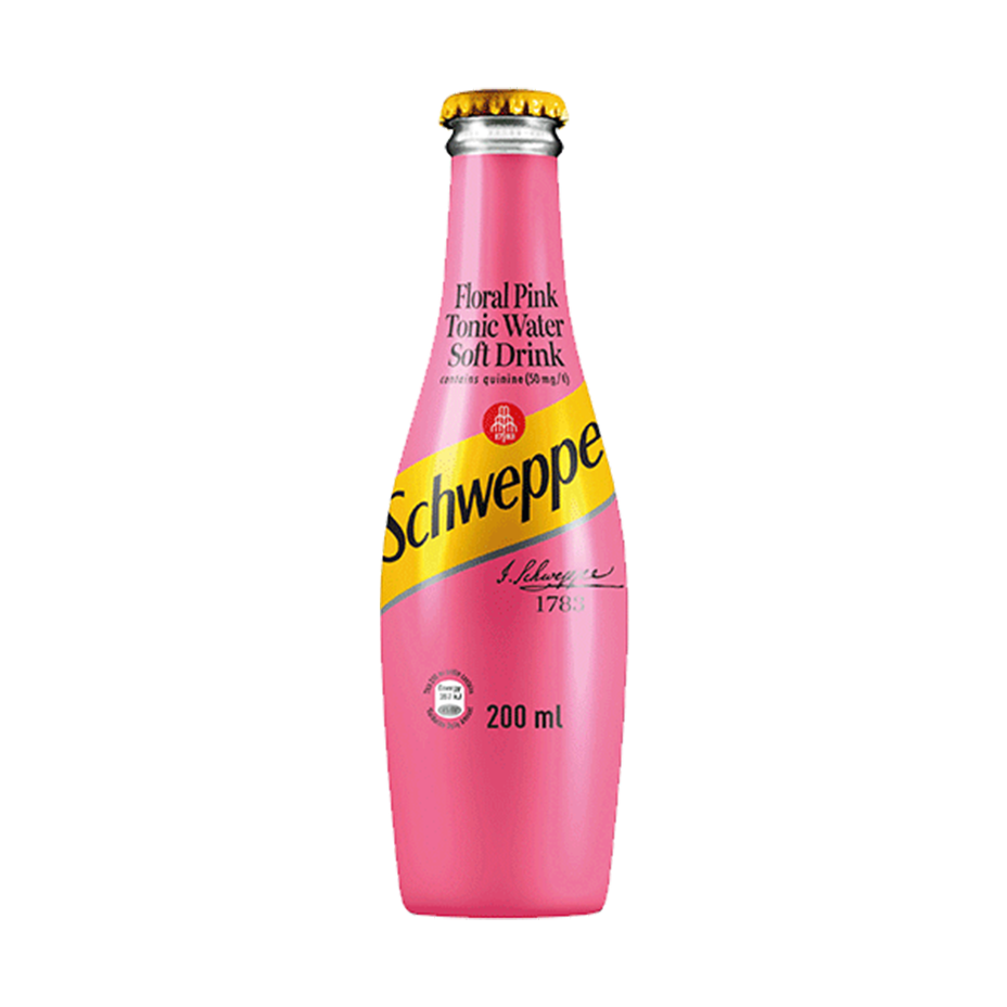 Bottle of Schweppes Floral Pink Indian Tonic Water