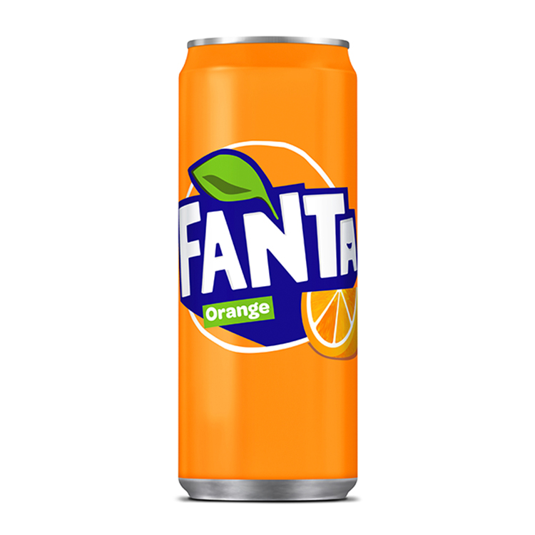 Fanta Orange can on white background
